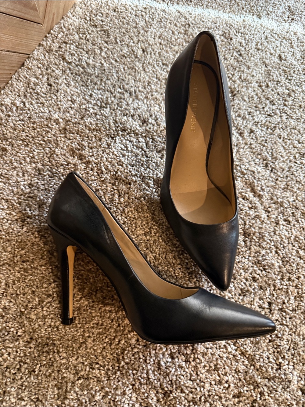 Saks Fifth Avenue Black Pointed Leather Pumps - Classic Stiletto